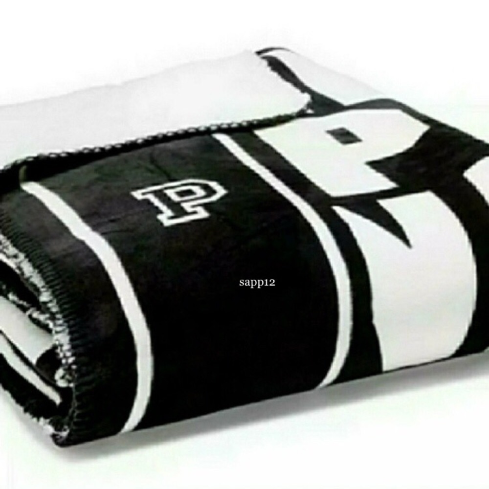 🆕PINK VS ✴P✴P✴LOGO BLACK SHERPA BLANKET